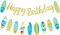 Surfboard Birthday Banner Gold Glitter Summer Beach Surf Party Decorations Summer Surfing Birthday Banners for Tropical Hawaiian Beach Decoration Swimming Pool Hawaii Party Supplies